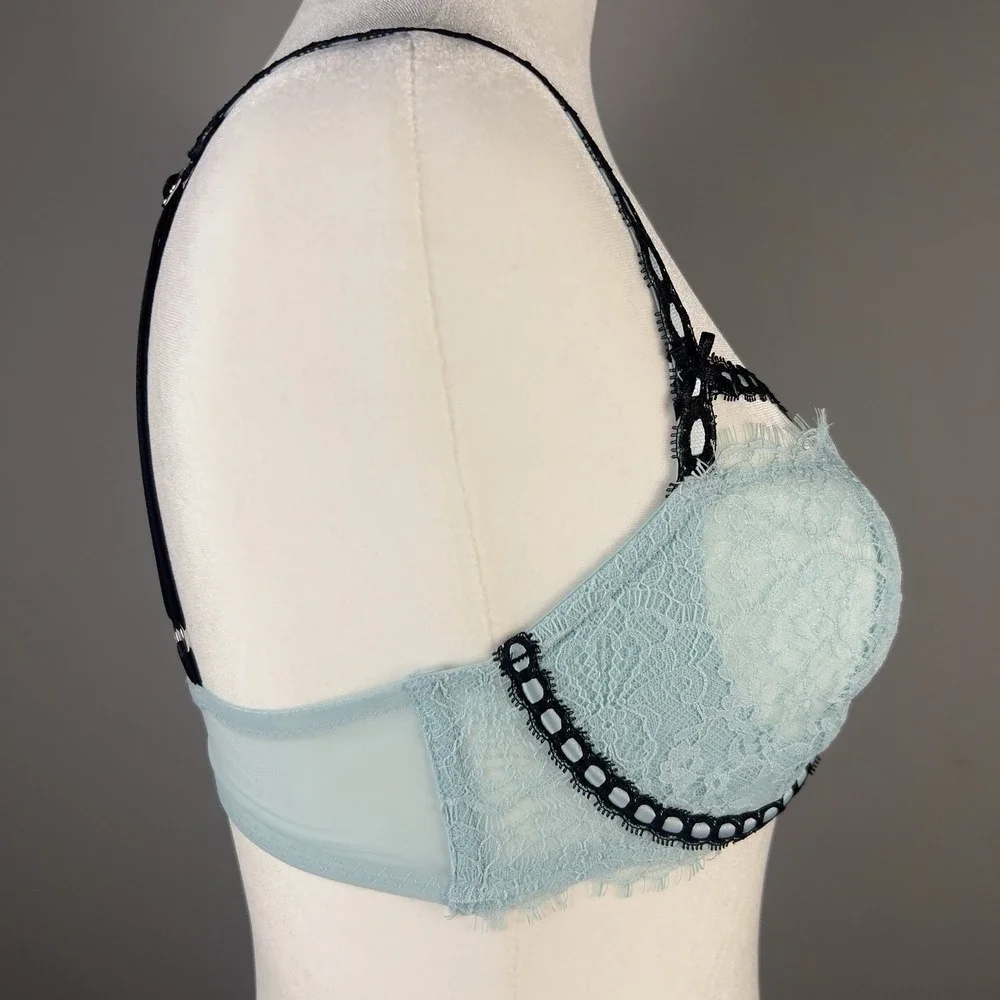 Victoria's Secret Dream Angels Unlined Uplift Balconette Bra Blue 32DD NWT